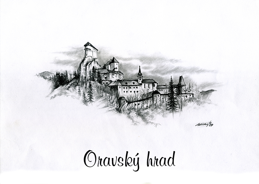 SK-179 / Oravský hrad panoráma, ČB